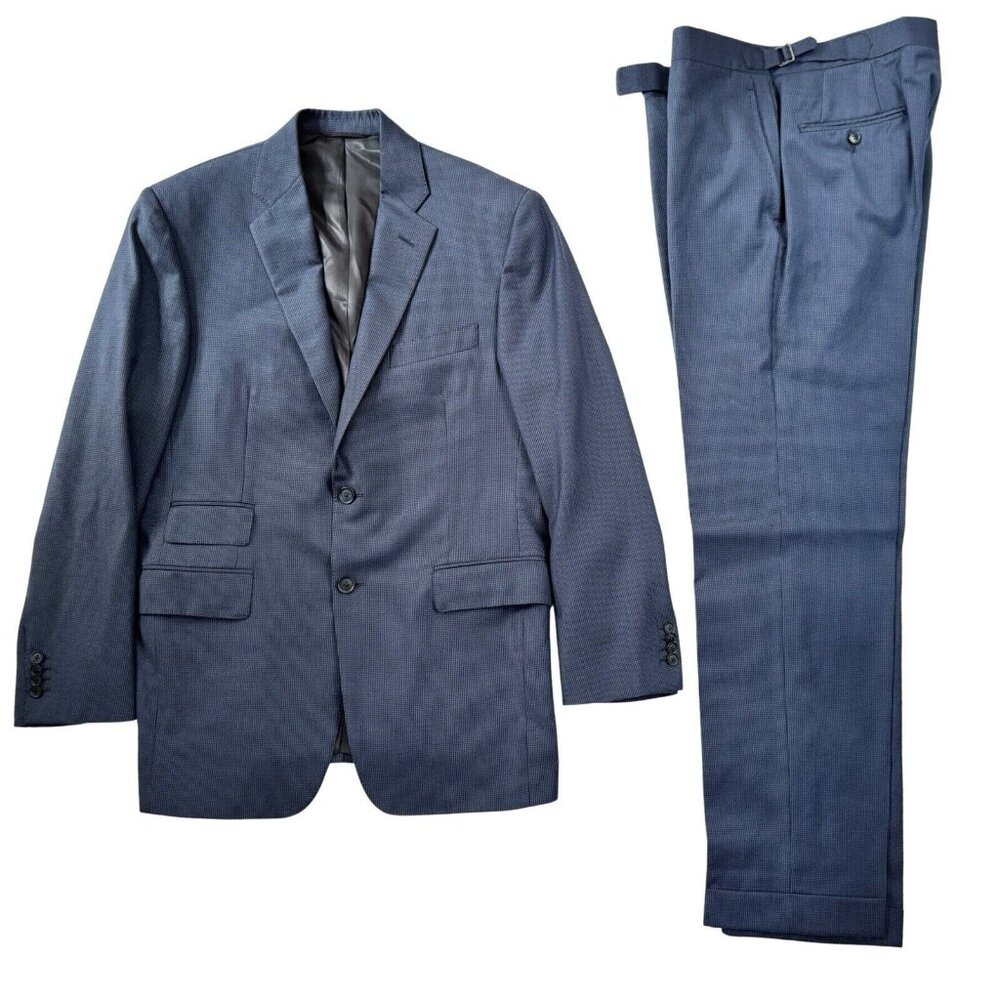 Men’s Suit Custom Made Two Piece 40L Deep Blue Italian Lightweight Wool